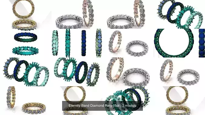 Eternity Band Diamond Ring 15pt 3D Model Collection