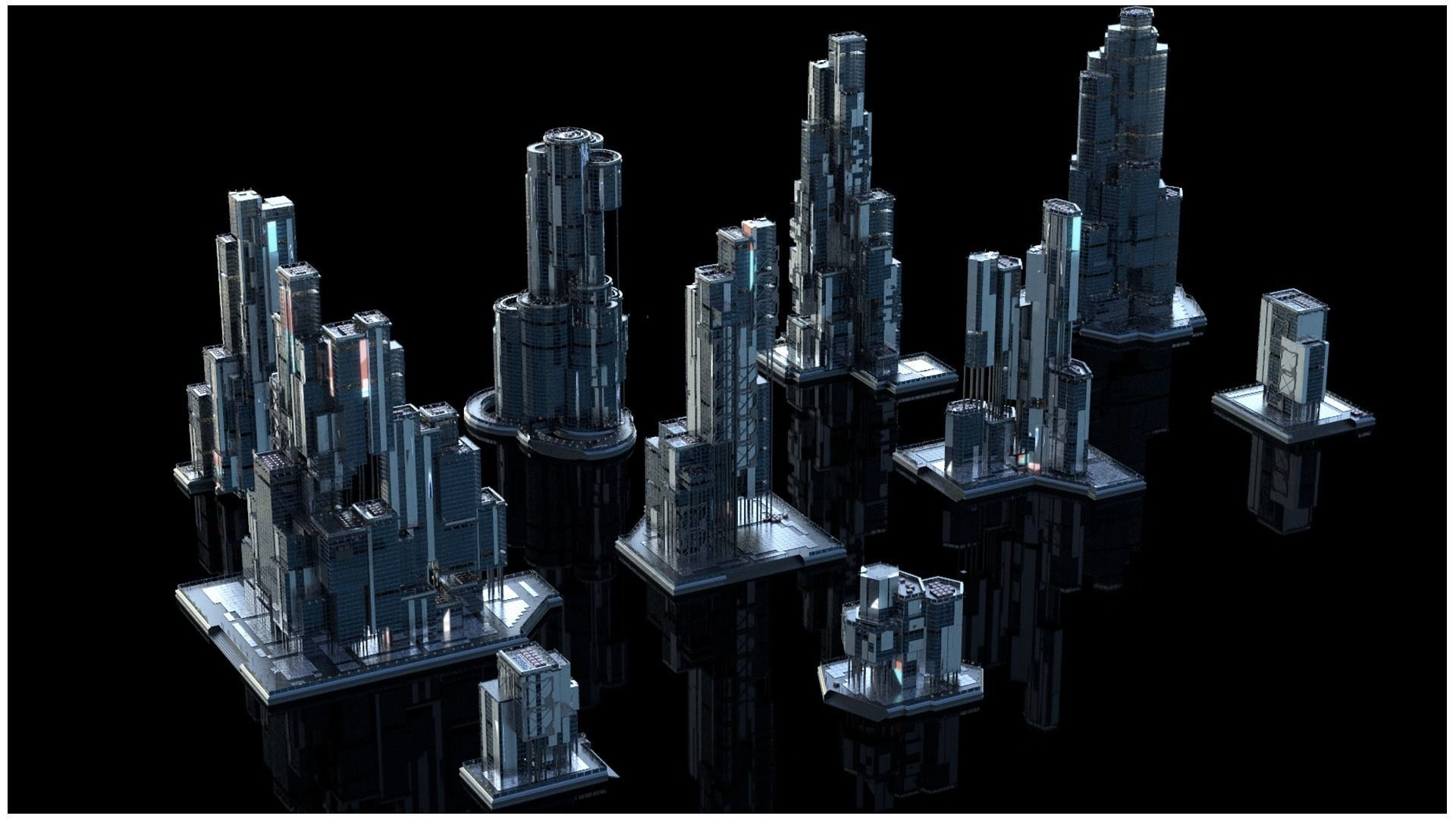 MODERN BUILDING AND SKYSCRAPER PACK KITBASH CITY WORLD KIT 3D model_1