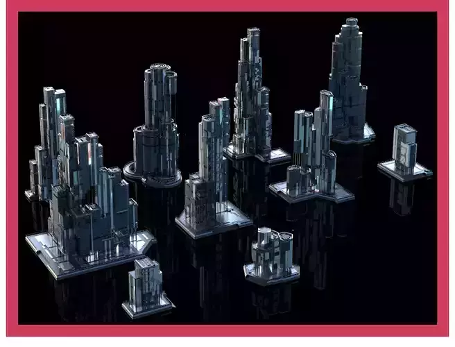 MODERN BUILDING AND SKYSCRAPER PACK KITBASH CITY WORLD KIT 3D model