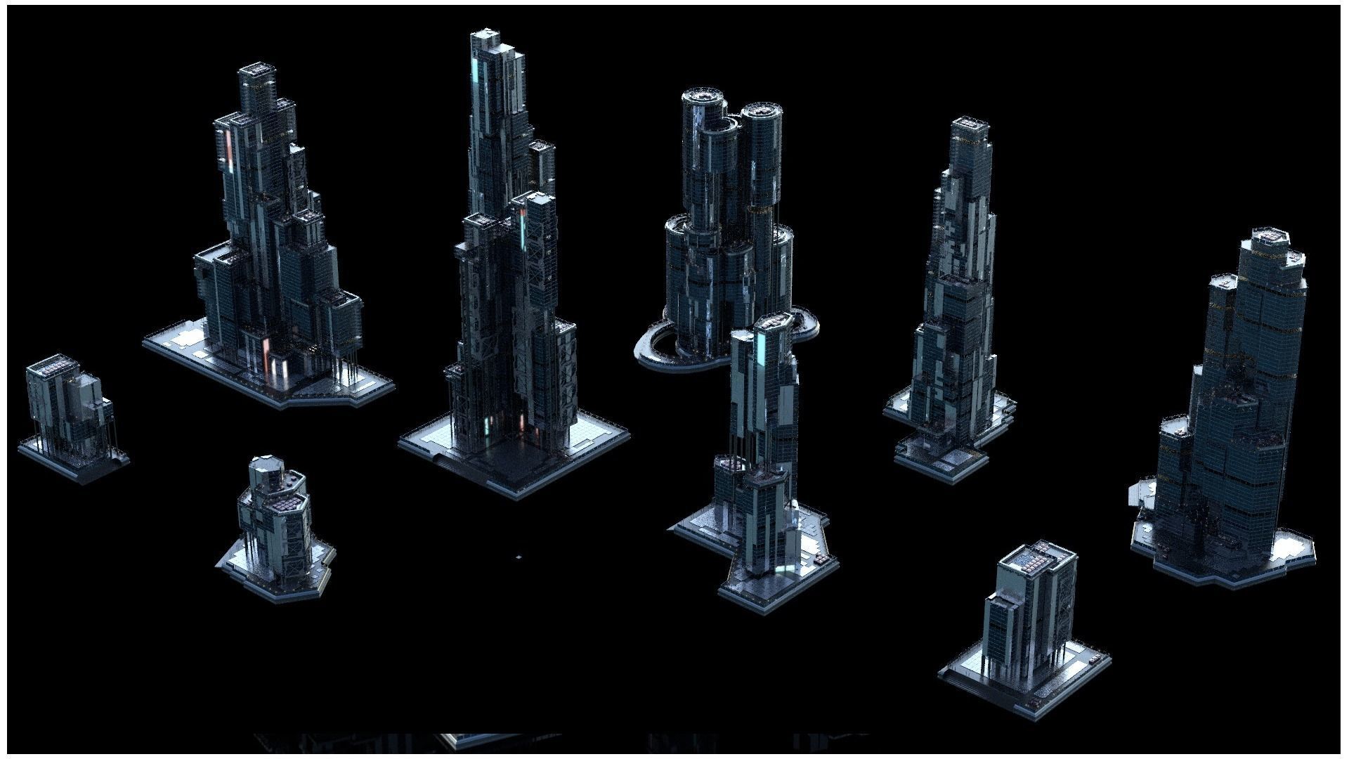 MODERN BUILDING AND SKYSCRAPER PACK KITBASH CITY WORLD KIT 3D model_5