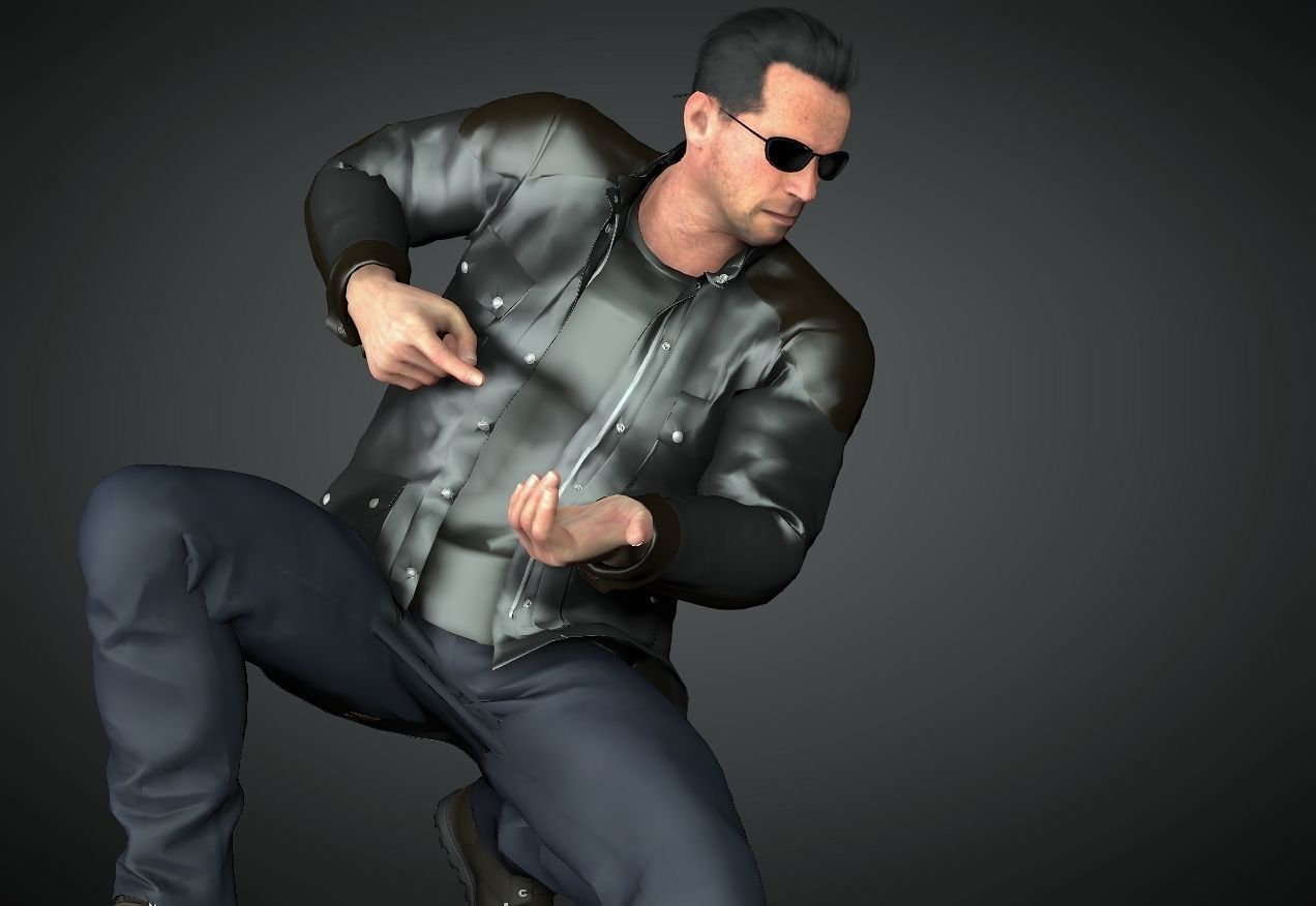 The Terminator Arnold Schwarzenegger 3D Model Low-poly 3D model_5