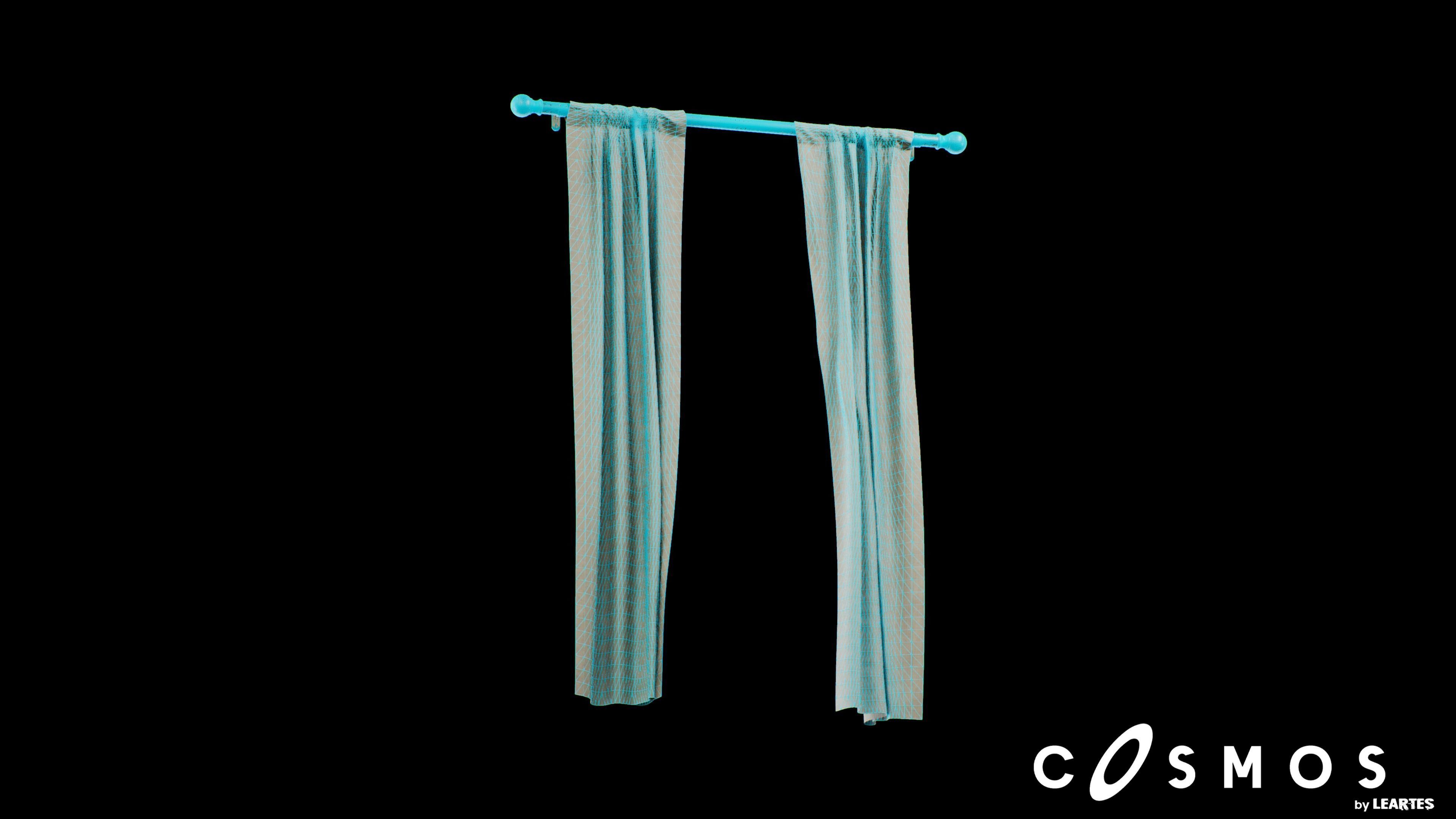 Vintage Curtain Low-poly 3D model_5