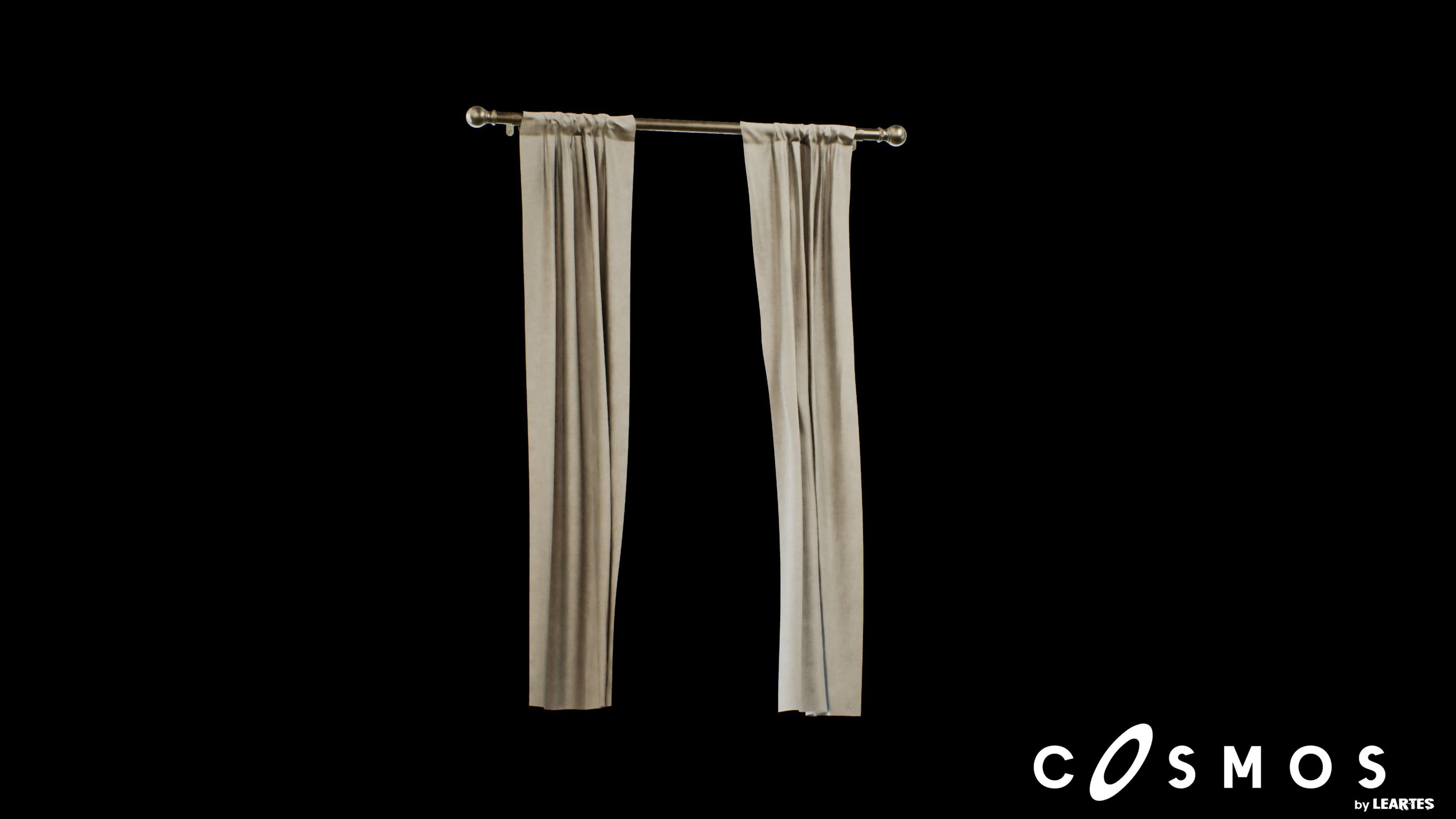 Vintage Curtain Low-poly 3D model_1