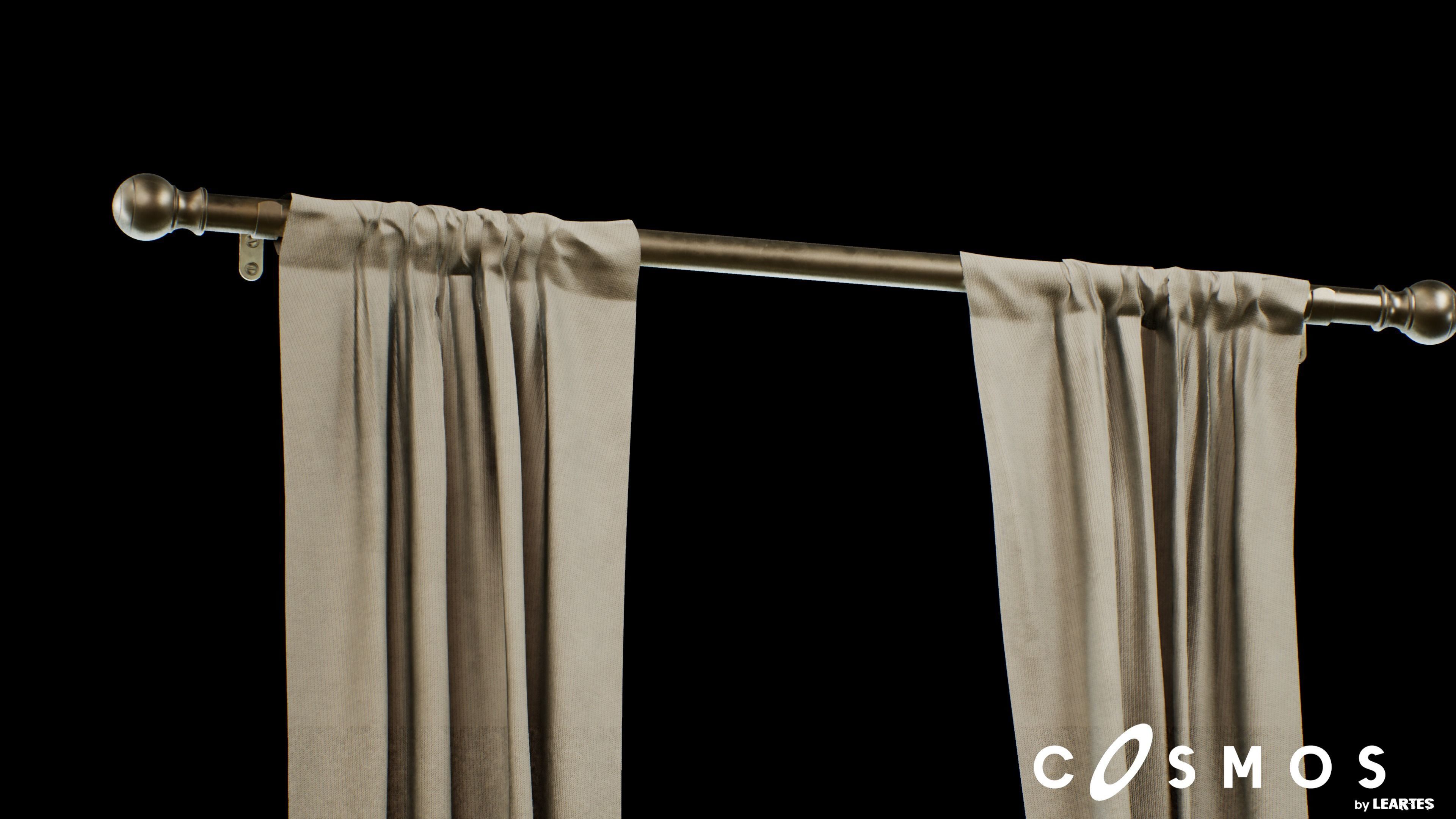 Vintage Curtain Low-poly 3D model_3