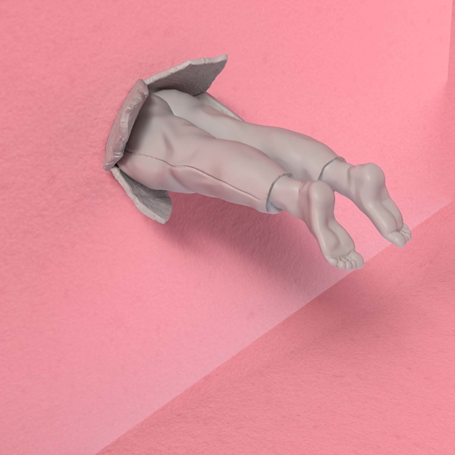  Stuck in the wall -no support 3d printing stl file 3D print model_1