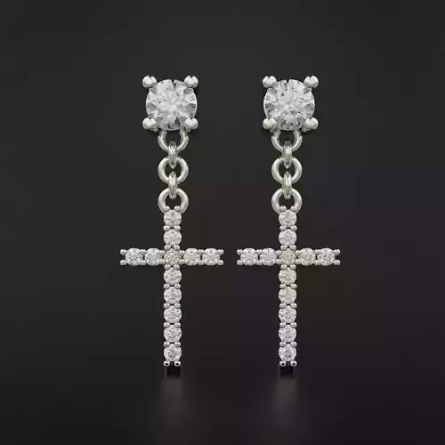 Stud Cross Dangle Earrings 3D print model