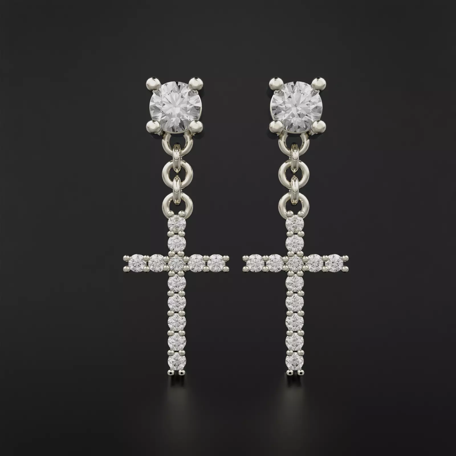 Stud Cross Dangle Earrings 3D print model