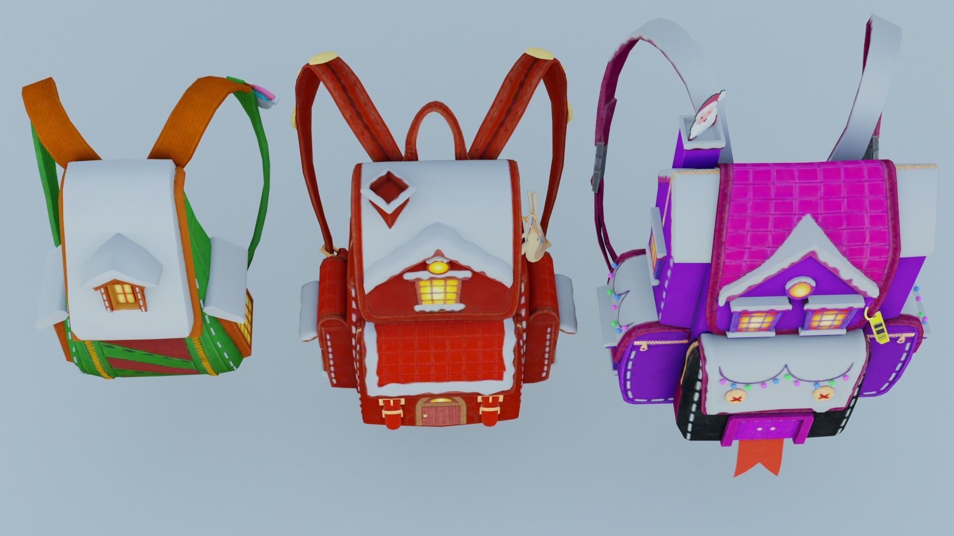 3x bag Merry Tidings Backpack 3D model_1