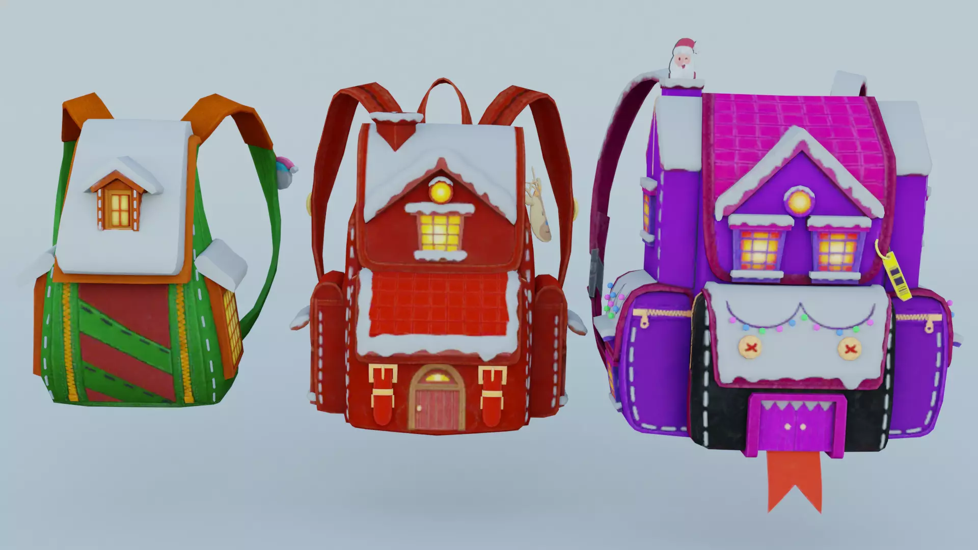 3x bag Merry Tidings Backpack 3D model_0