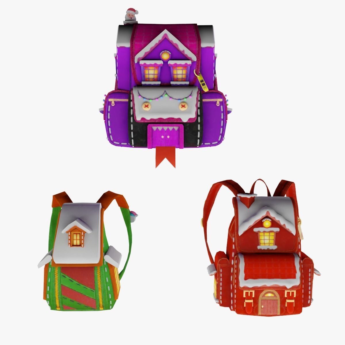 3x bag Merry Tidings Backpack 3D model_4