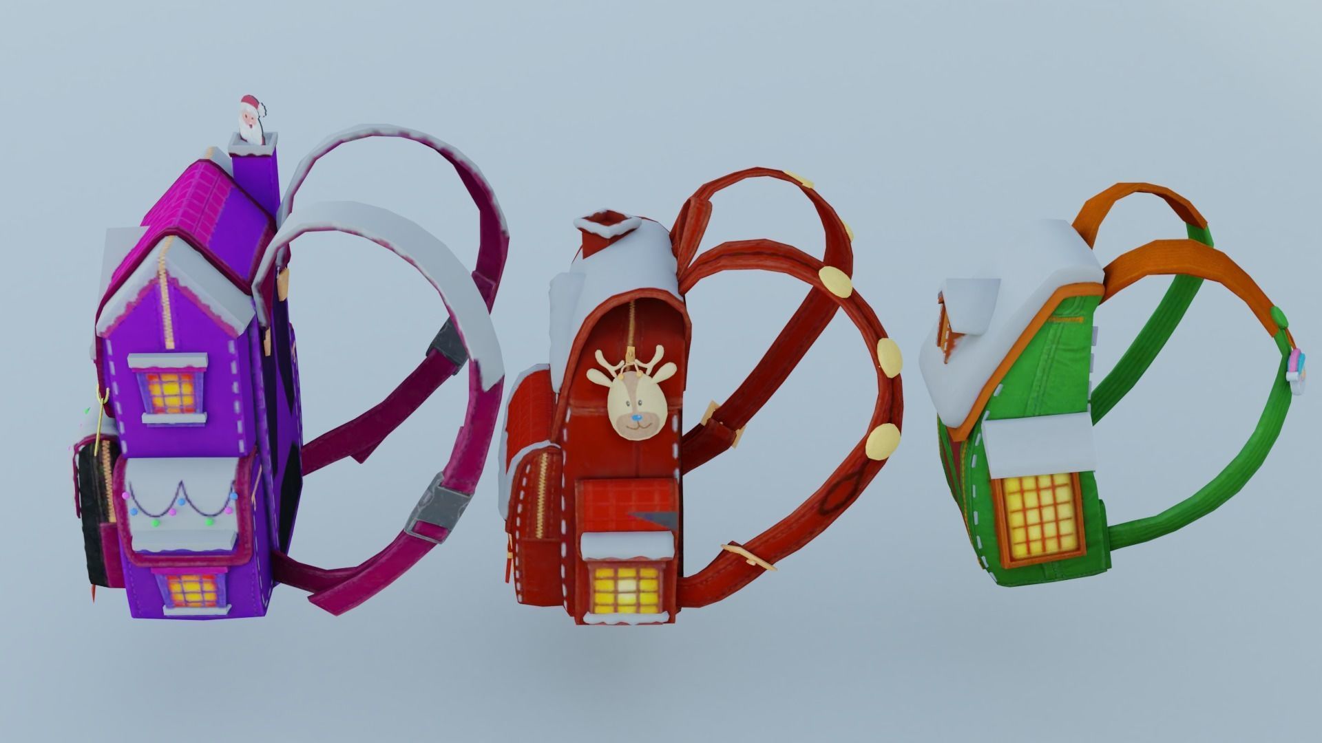 3x bag Merry Tidings Backpack 3D model_2