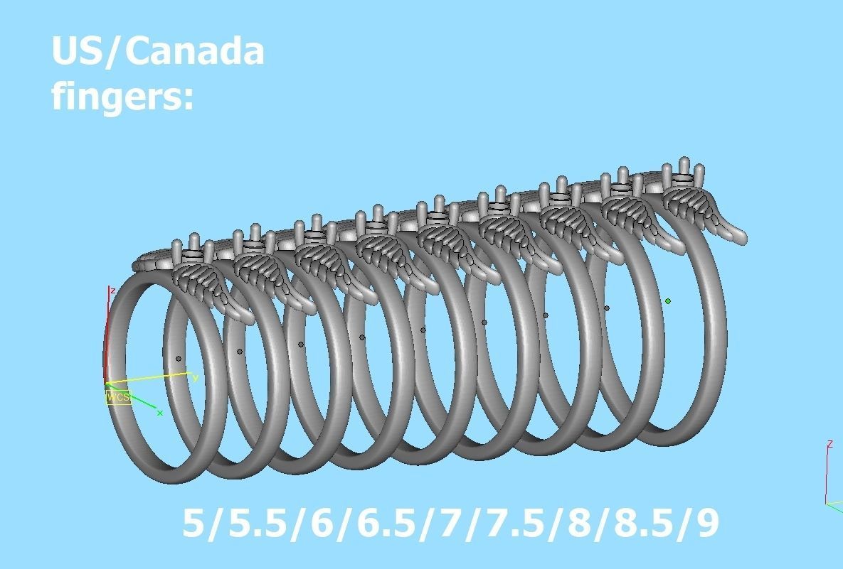 Angel Wings Delicate Ring Diamond Wings Ring 3dmodel 3D print model_19