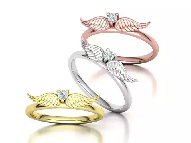 Angel Wings Delicate Ring Diamond Wings Ring 3dmodel 3D print model
