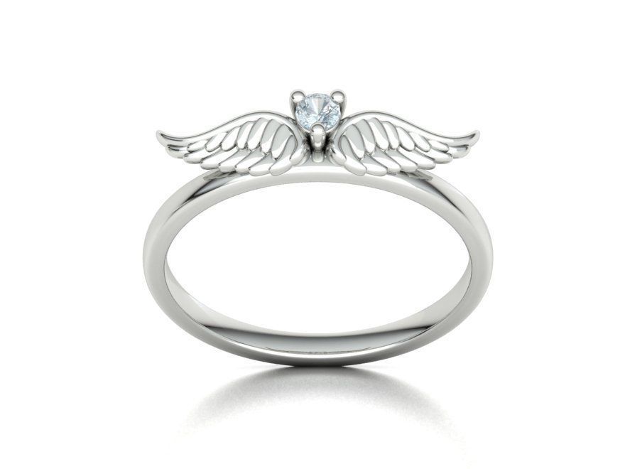 Angel Wings Delicate Ring Diamond Wings Ring 3dmodel 3D print model_17