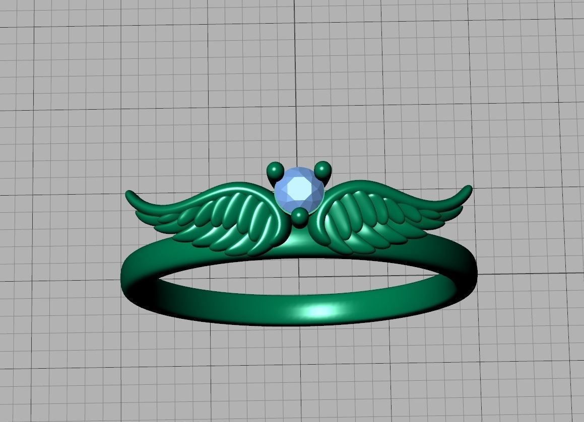 Angel Wings Delicate Ring Diamond Wings Ring 3dmodel 3D print model_27