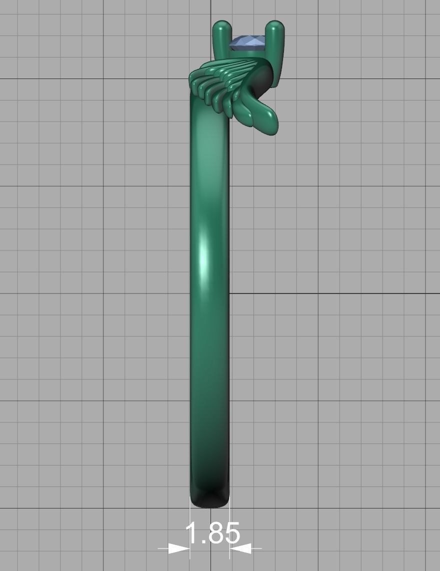 Angel Wings Delicate Ring Diamond Wings Ring 3dmodel 3D print model_24