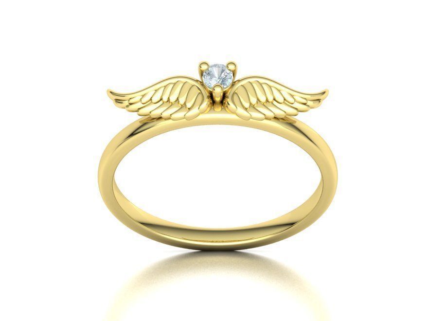 Angel Wings Delicate Ring Diamond Wings Ring 3dmodel 3D print model_16