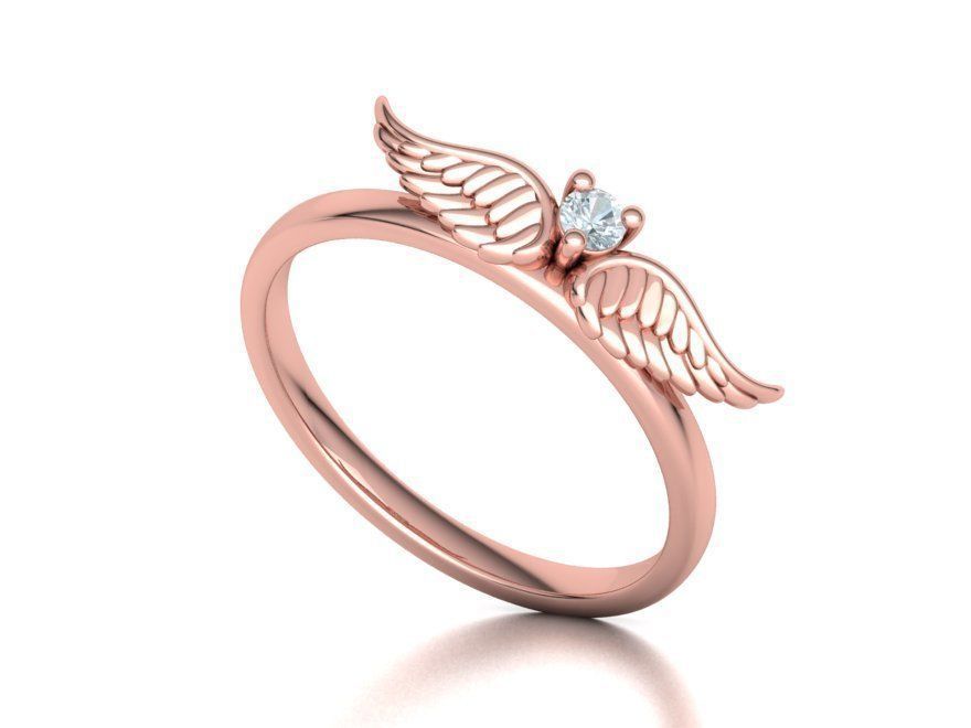 Angel Wings Delicate Ring Diamond Wings Ring 3dmodel 3D print model_6