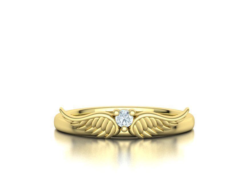 Angel Wings Delicate Ring Diamond Wings Ring 3dmodel 3D print model_4