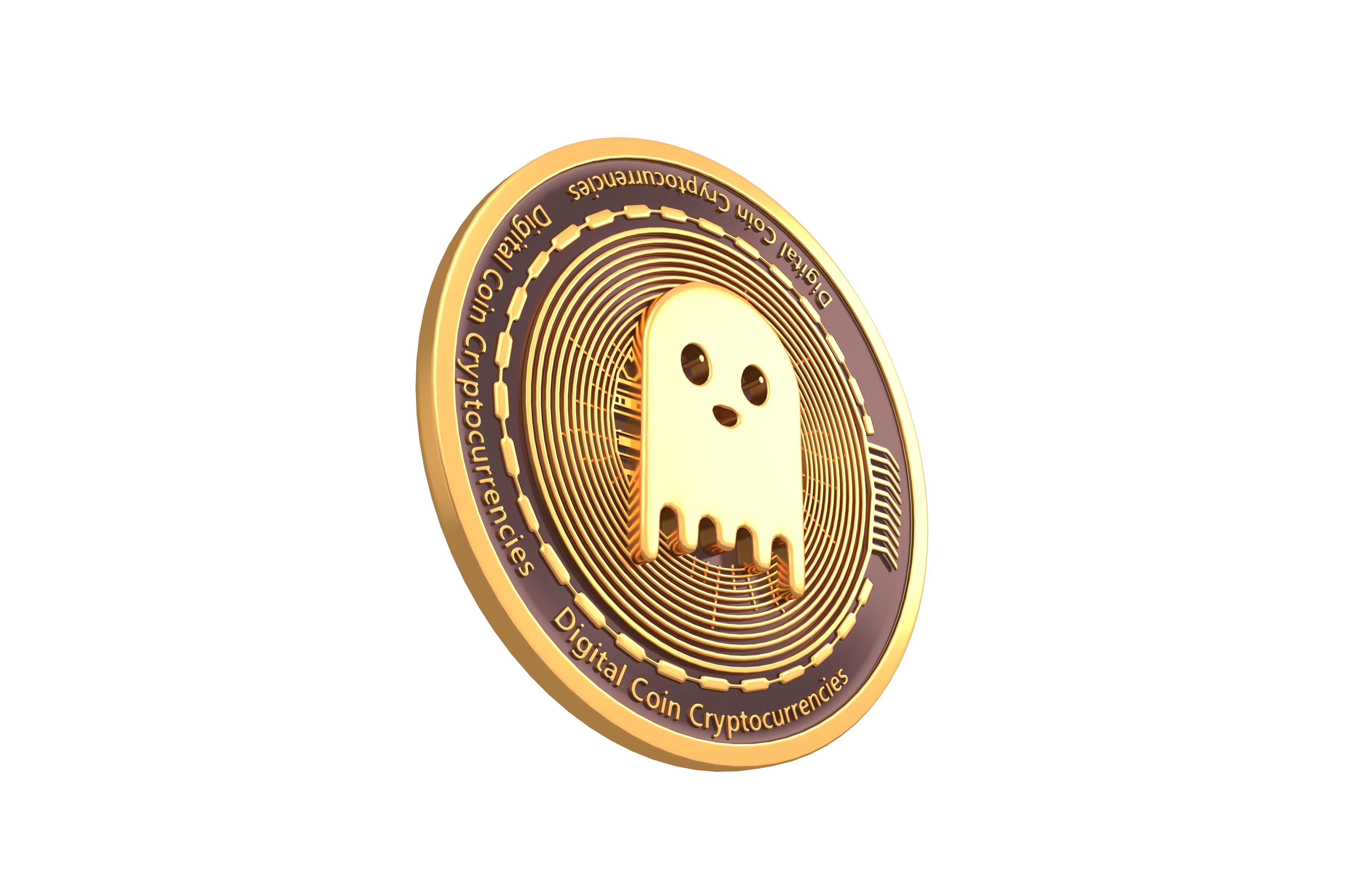 Aave Coin Ghost v2 001 Low-poly 3D model_3