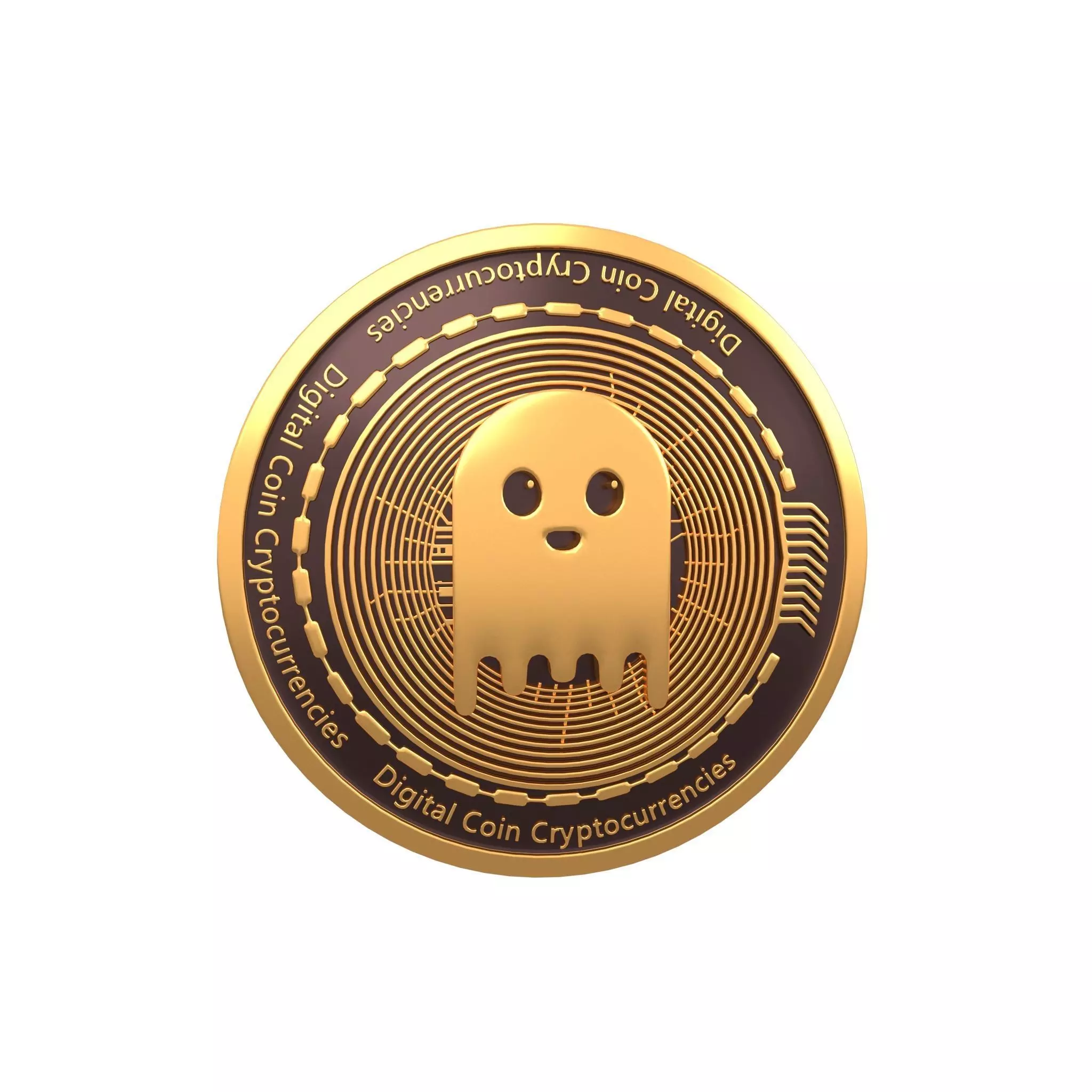 Aave Coin Ghost v2 001 Low-poly 3D model_0