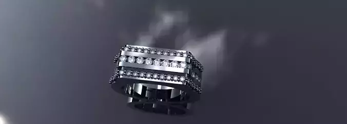 Diamond Ring Three Row Band Size 11 Gold Silver Platinum Jewelry