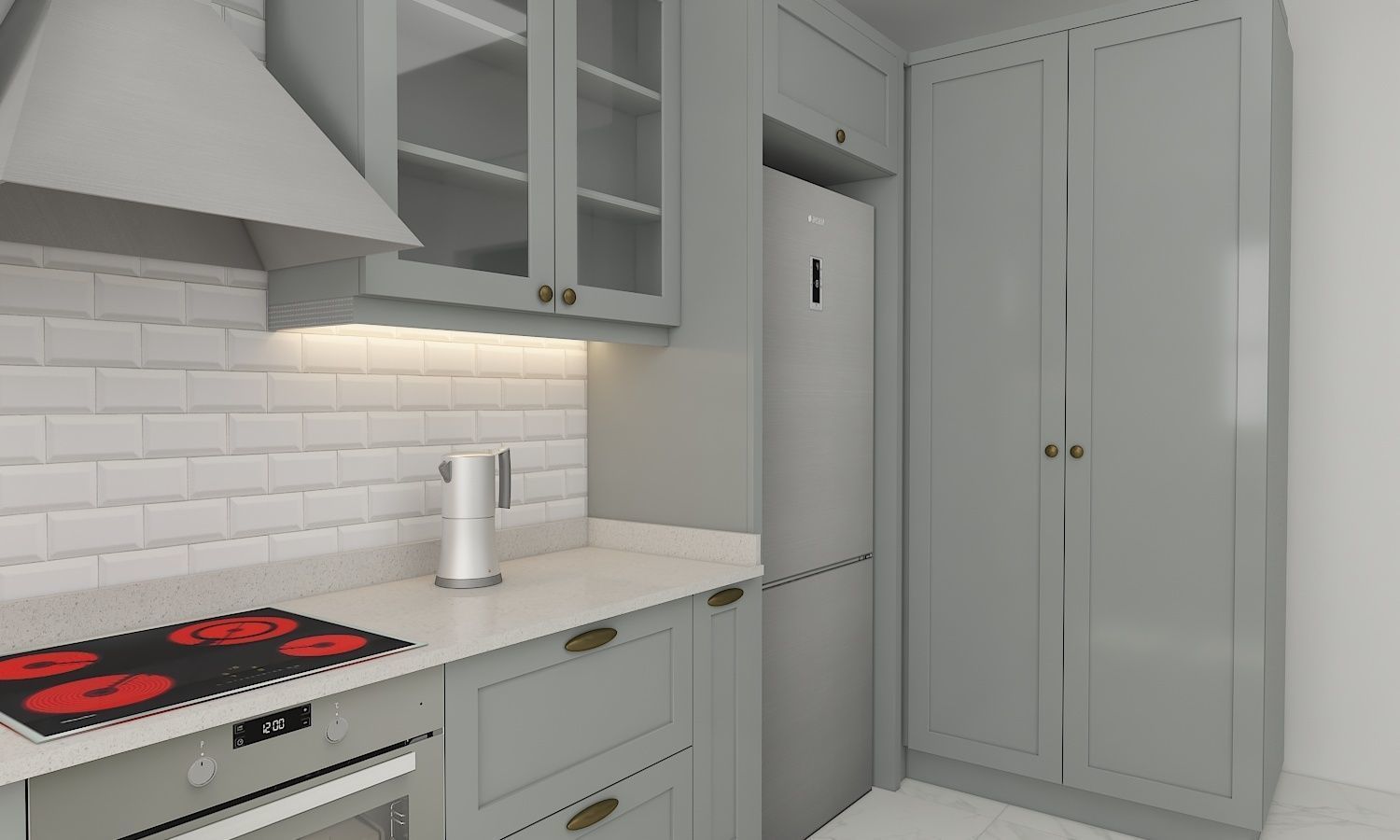 kitchen with cabinets and marble counter tops 3D model_11