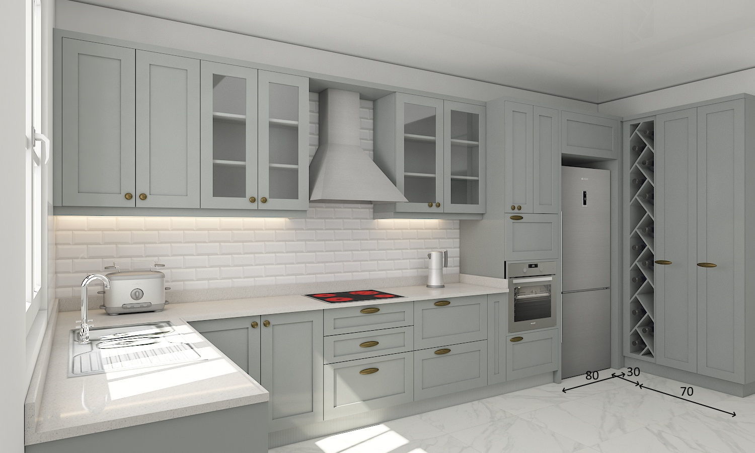 kitchen with cabinets and marble counter tops 3D model_13