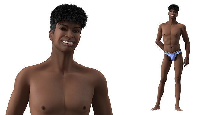 Dark Skin Young Man Rigged 3D model