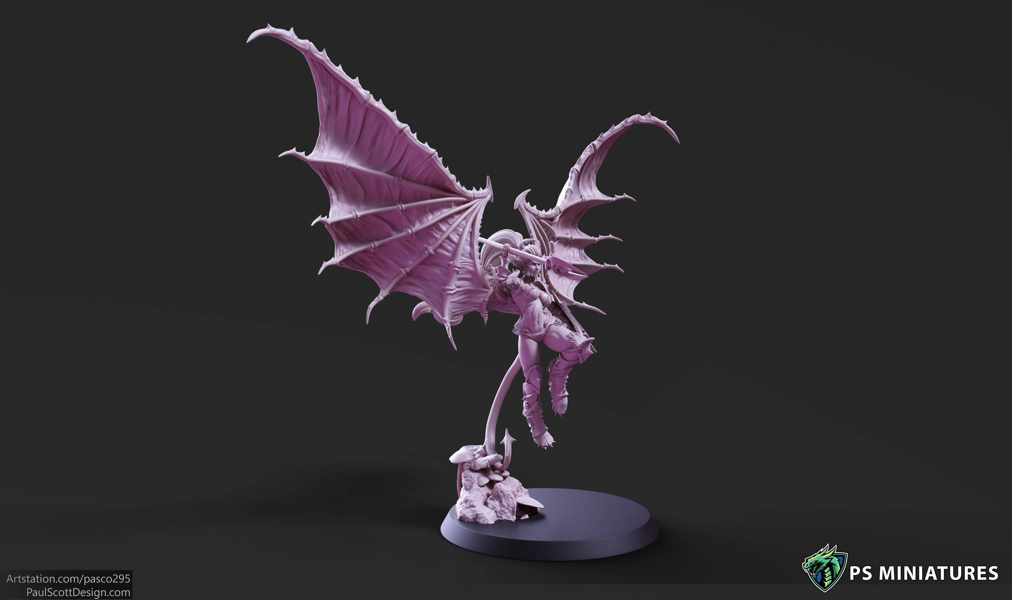 Drow Demonic Harpy Pose 2 - Includes Pinup Variant 3D print model_13