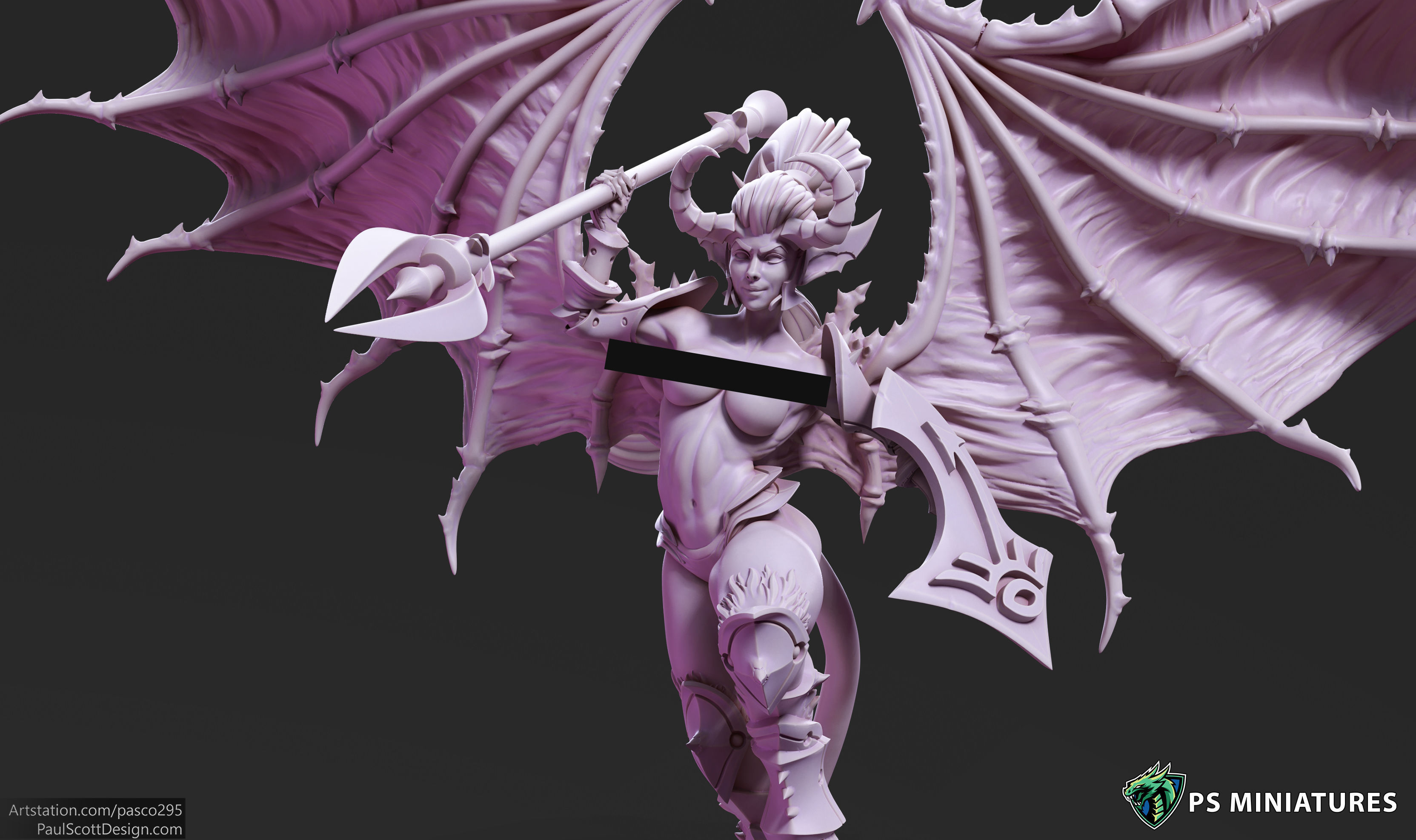 Drow Demonic Harpy Pose 2 - Includes Pinup Variant 3D print model_8