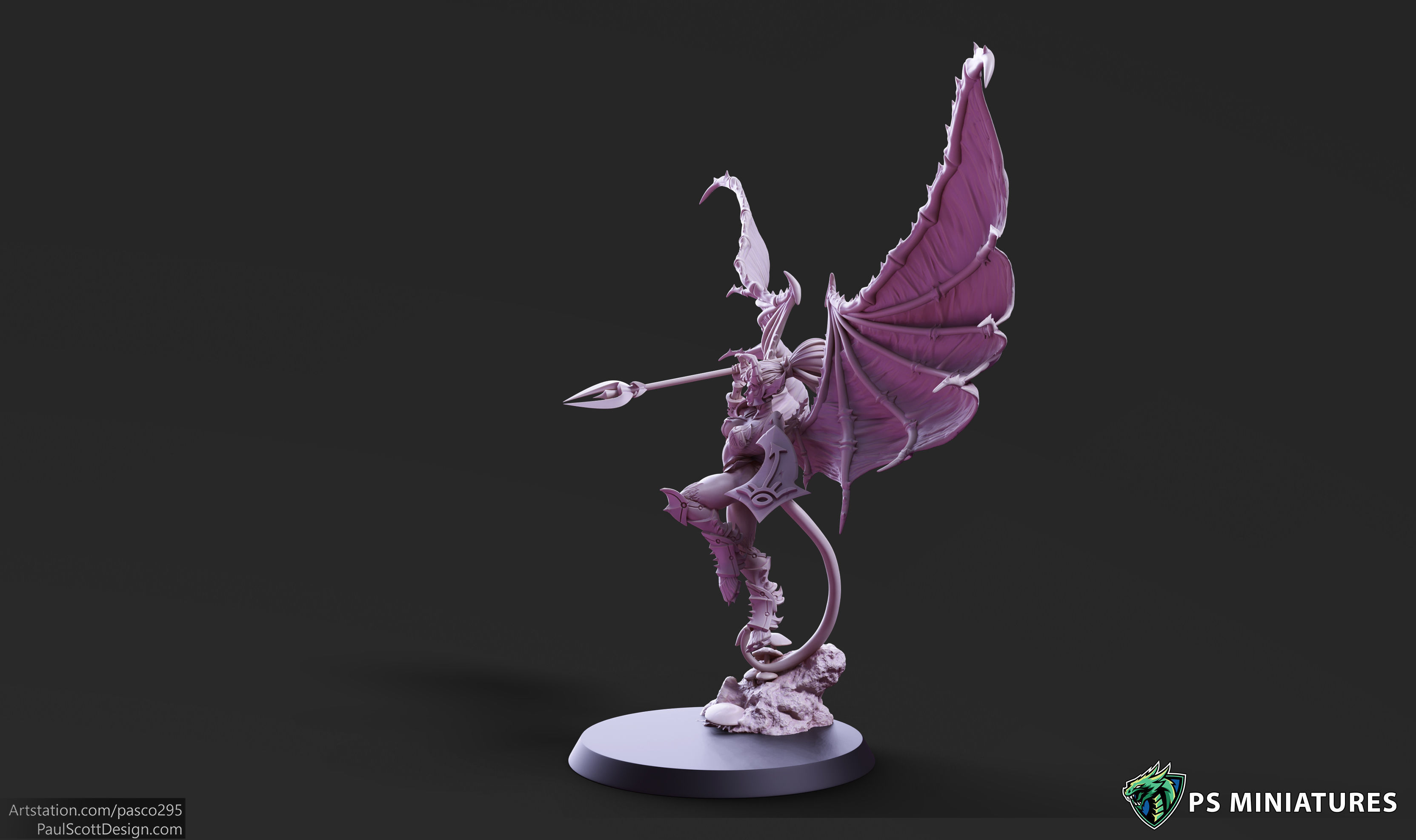 Drow Demonic Harpy Pose 2 - Includes Pinup Variant 3D print model_12