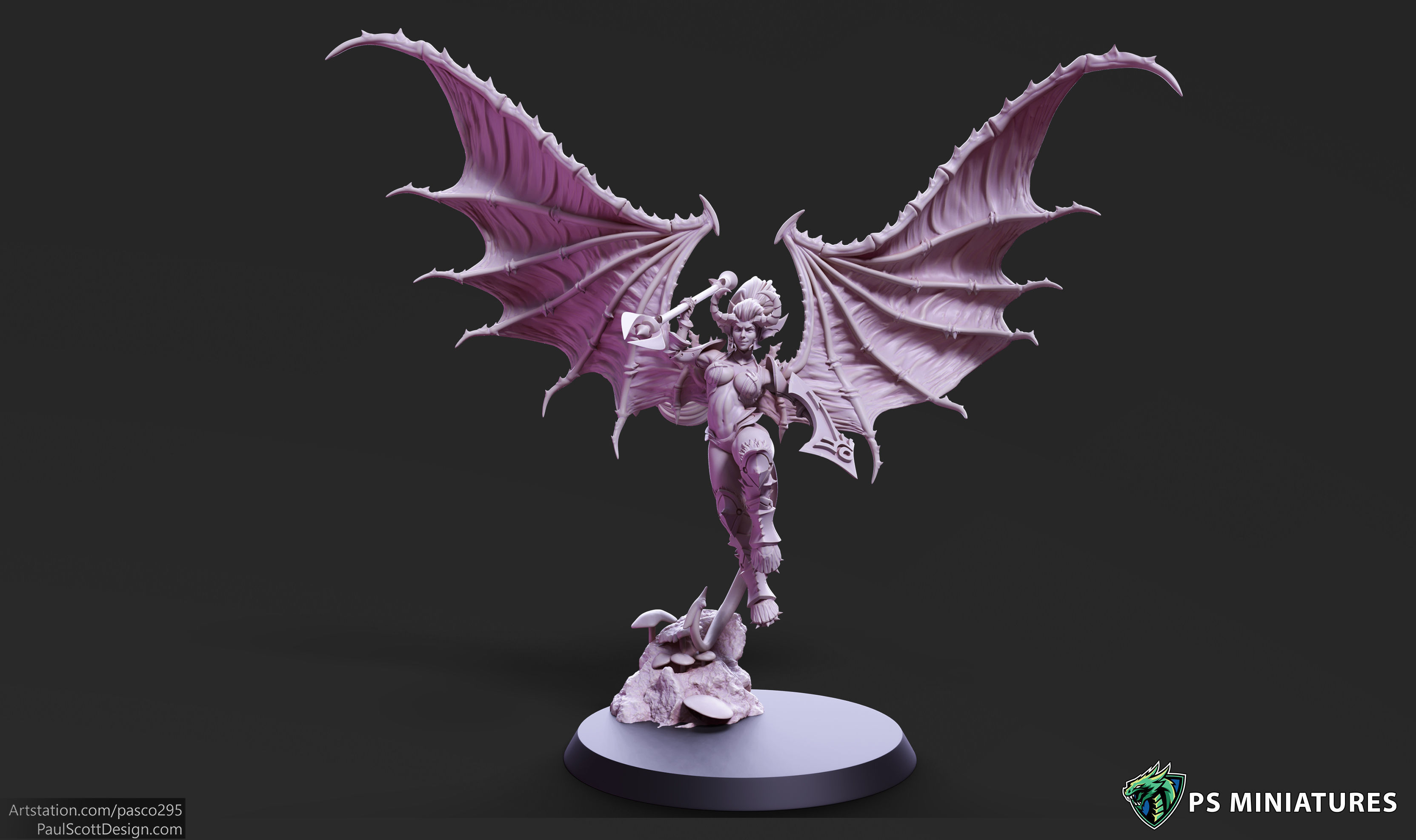 Drow Demonic Harpy Pose 2 - Includes Pinup Variant 3D print model_1