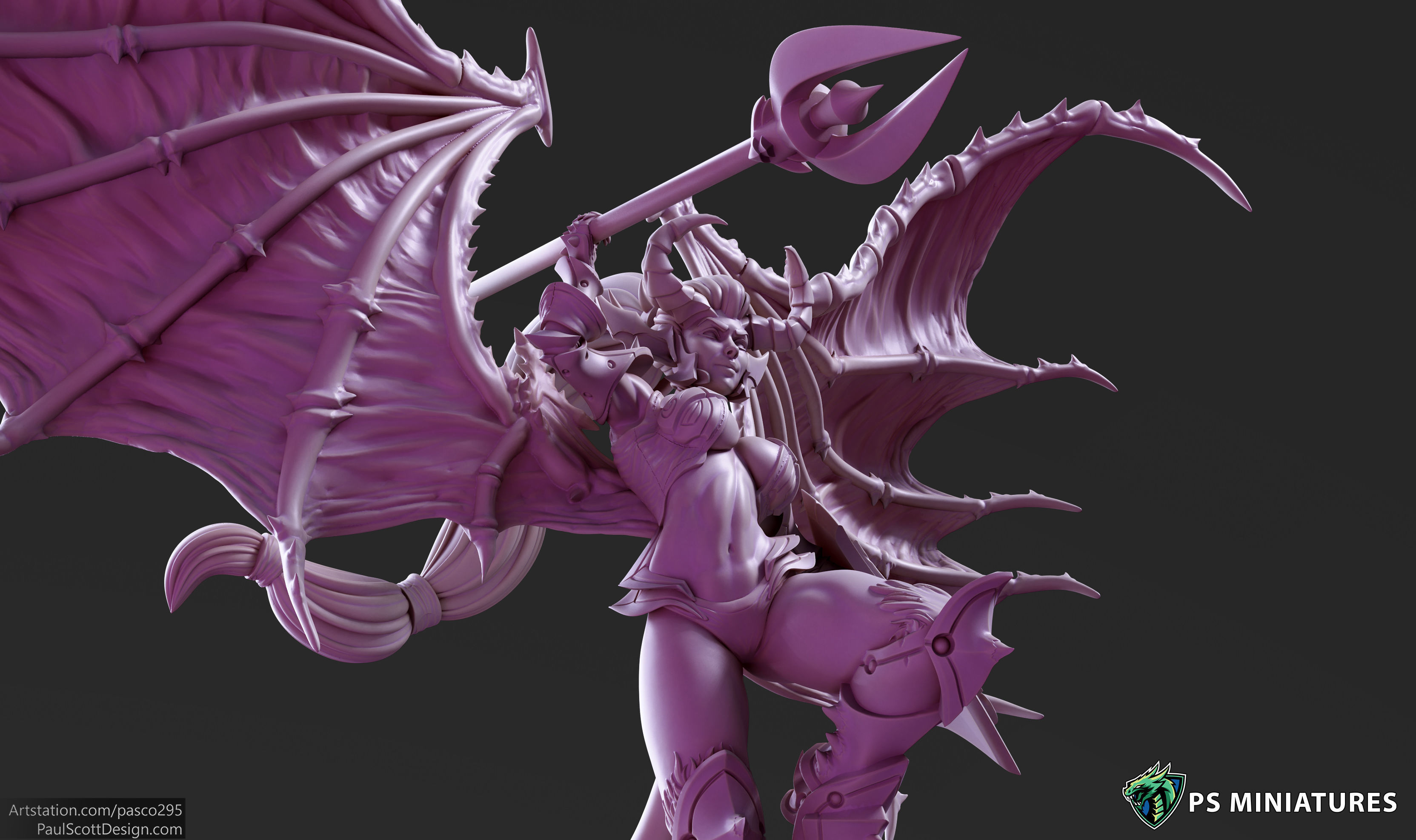 Drow Demonic Harpy Pose 2 - Includes Pinup Variant 3D print model_7
