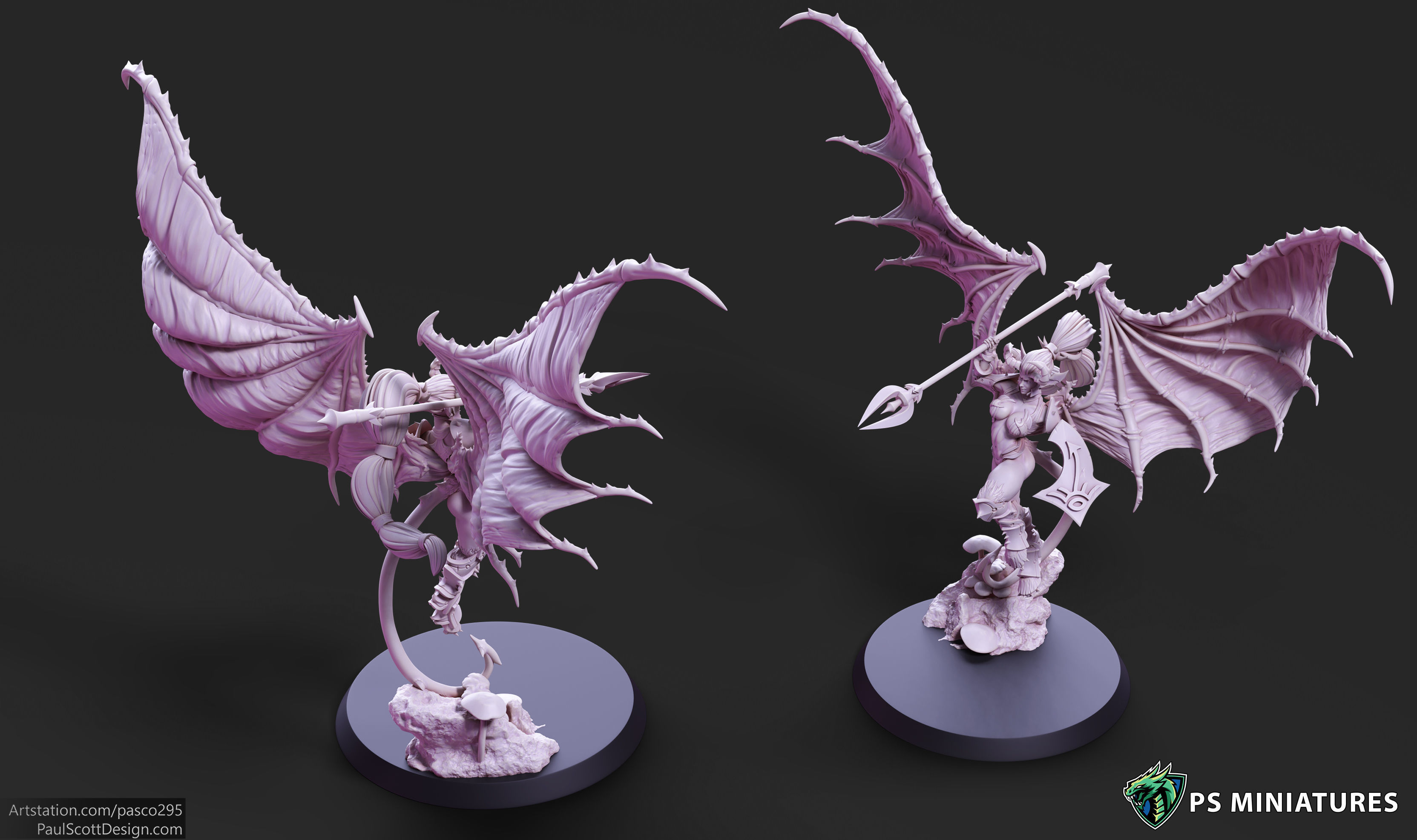 Drow Demonic Harpy Pose 2 - Includes Pinup Variant 3D print model_3