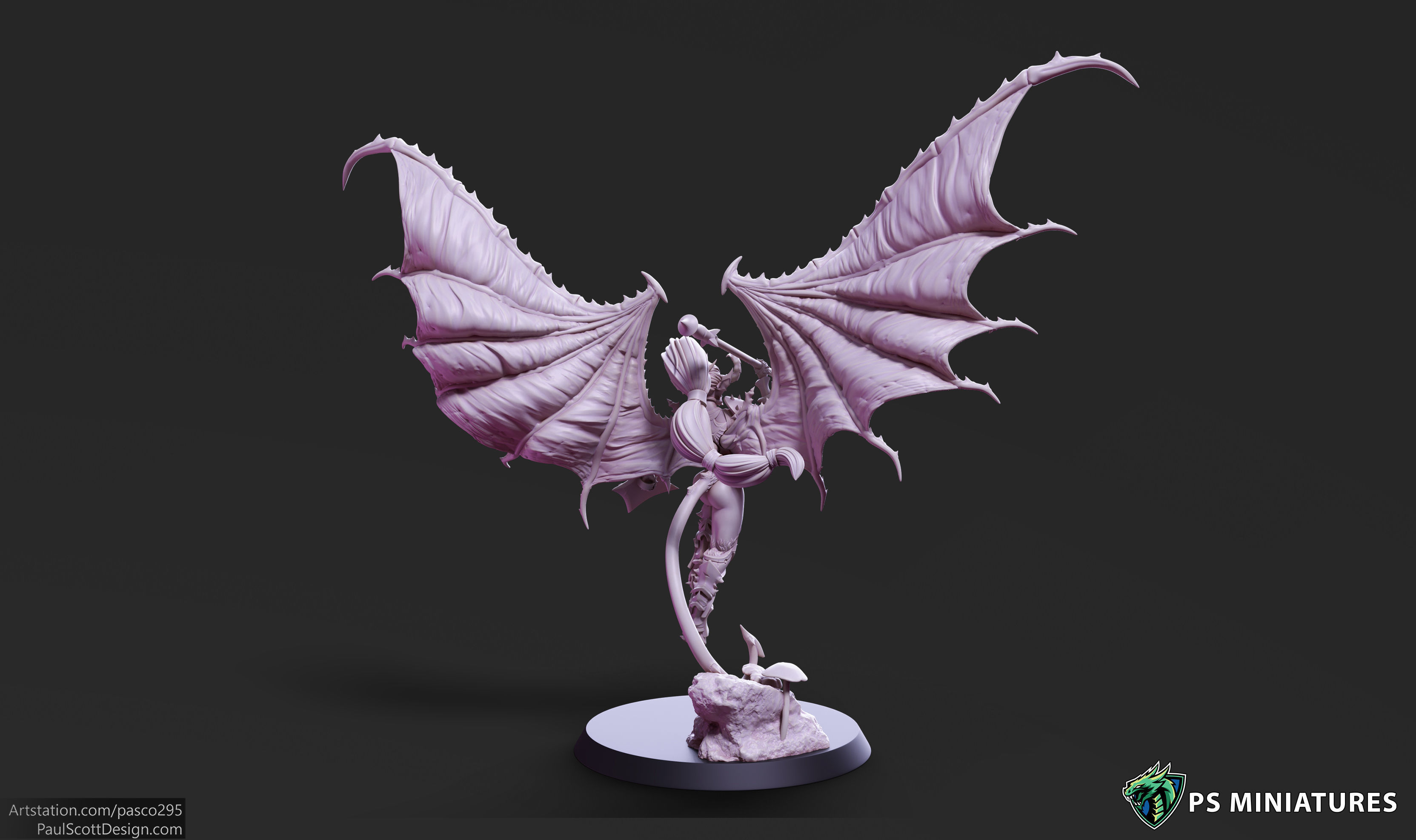Drow Demonic Harpy Pose 2 - Includes Pinup Variant 3D print model_11