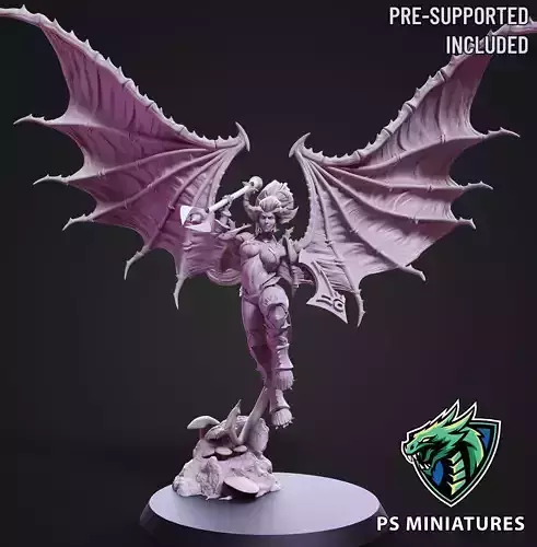 Drow Demonic Harpy Pose 2 - Includes Pinup Variant