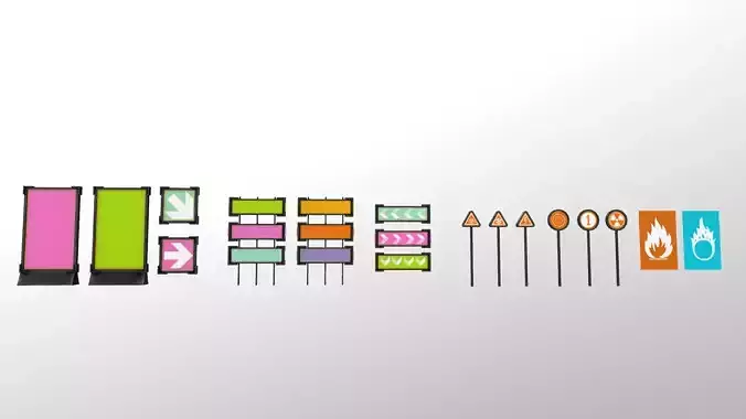 Sci-Fi Signs Low-poly 3D model