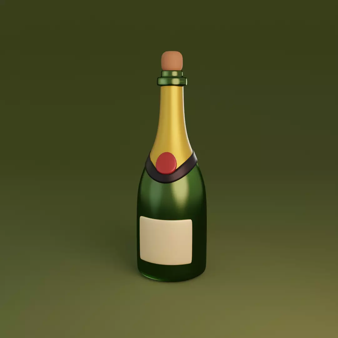 Cartoon Champagne Low-poly 3D model