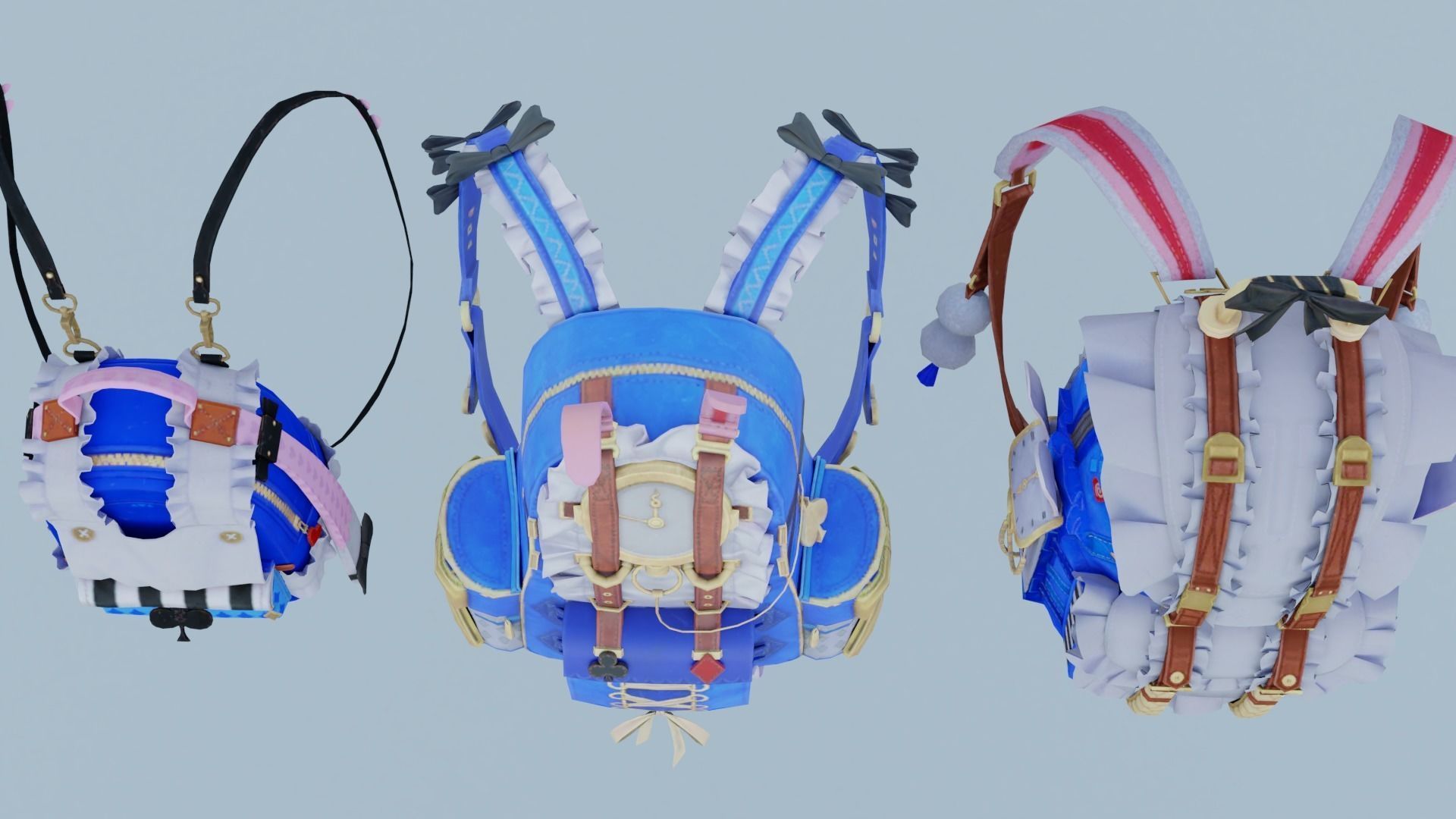 3x bag Wintry Ruler Backpack 3D model_1