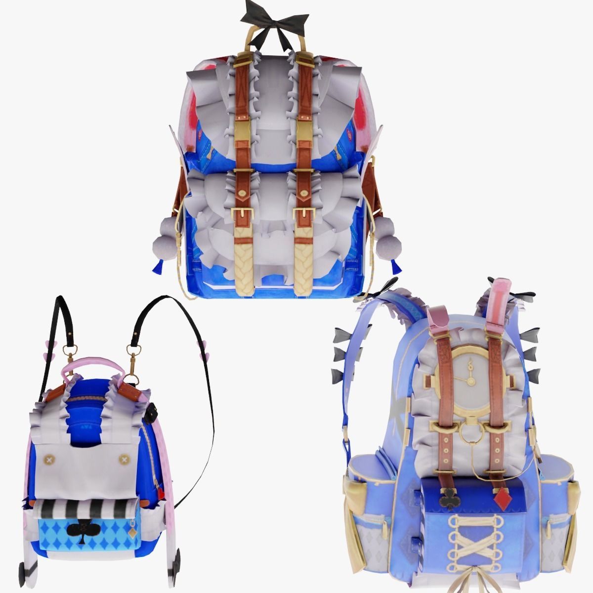 3x bag Wintry Ruler Backpack 3D model_4