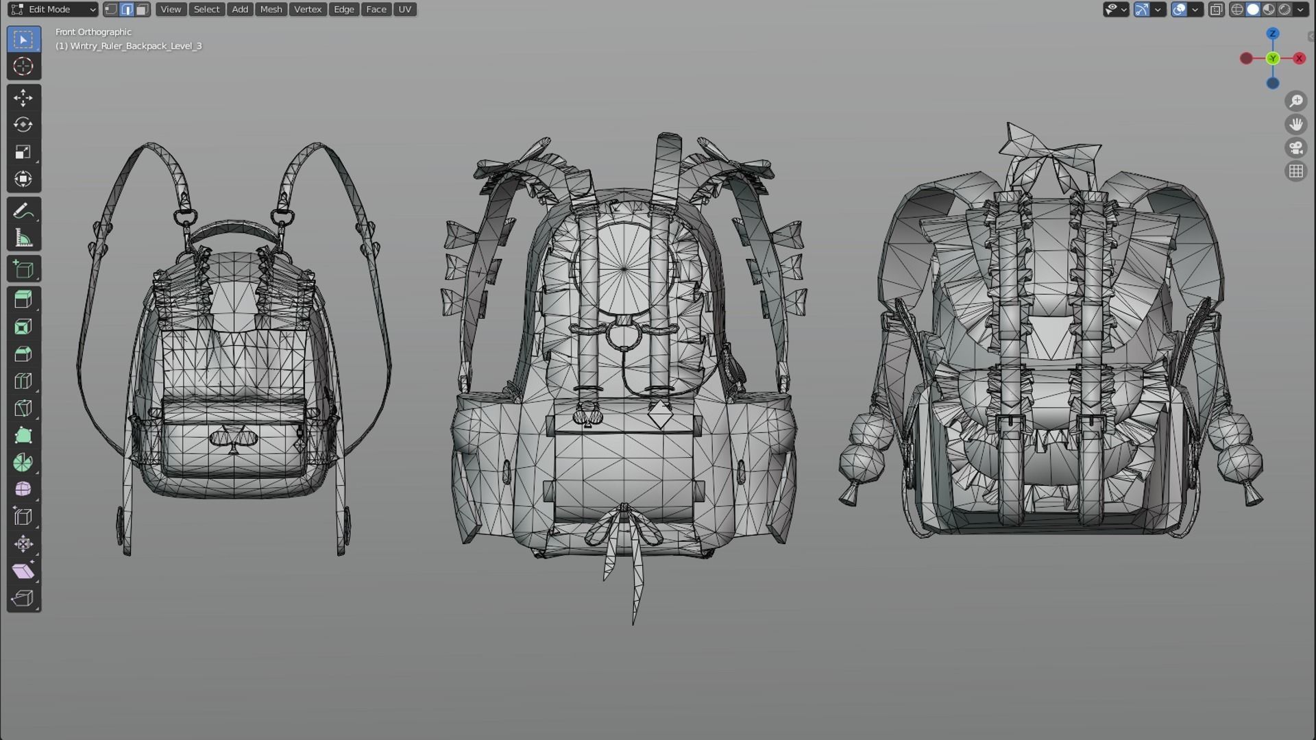 3x bag Wintry Ruler Backpack 3D model_8