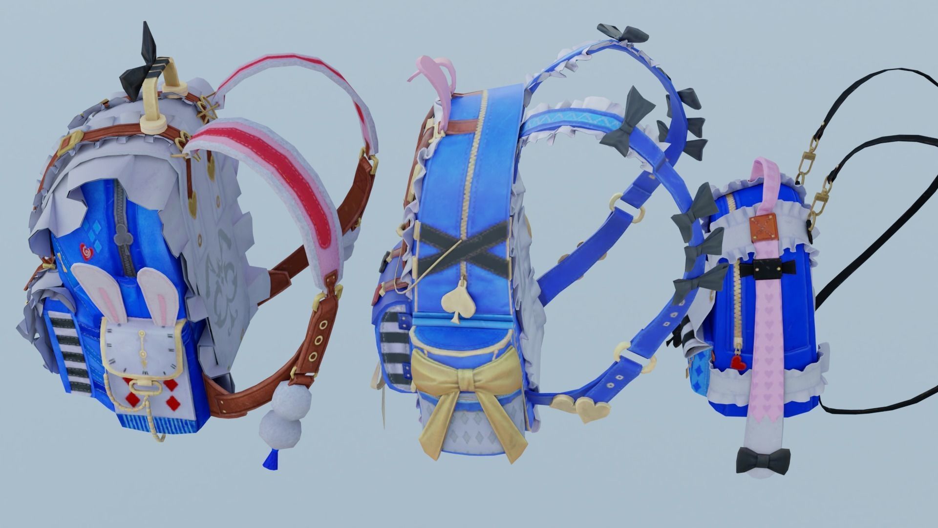 3x bag Wintry Ruler Backpack 3D model_2
