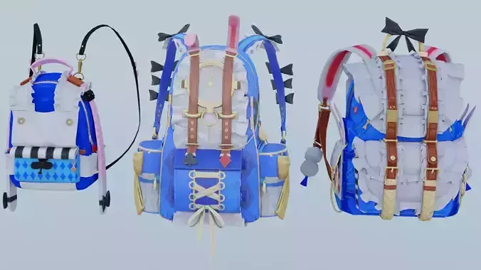 3x bag Wintry Ruler Backpack 3D model
