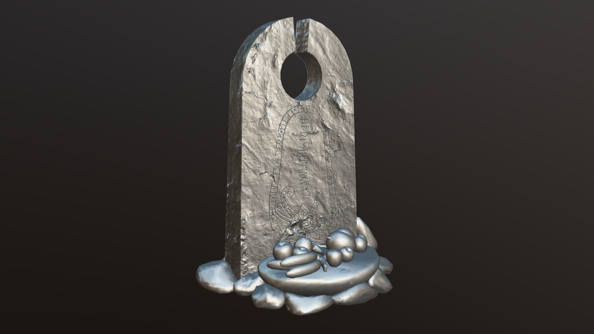 Rune Stone with Secrefice Altar Low-poly 3D model_4