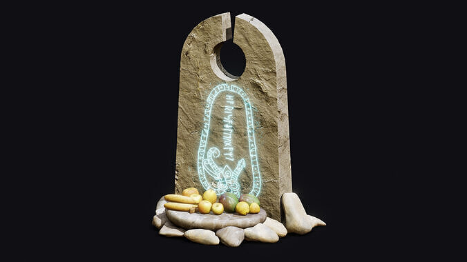 Rune Stone with Secrefice Altar Low-poly 3D model