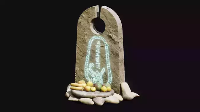 Rune Stone with Secrefice Altar Low-poly 3D model