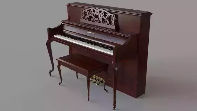 Baldwin Upright Piano French Cherry 3D model