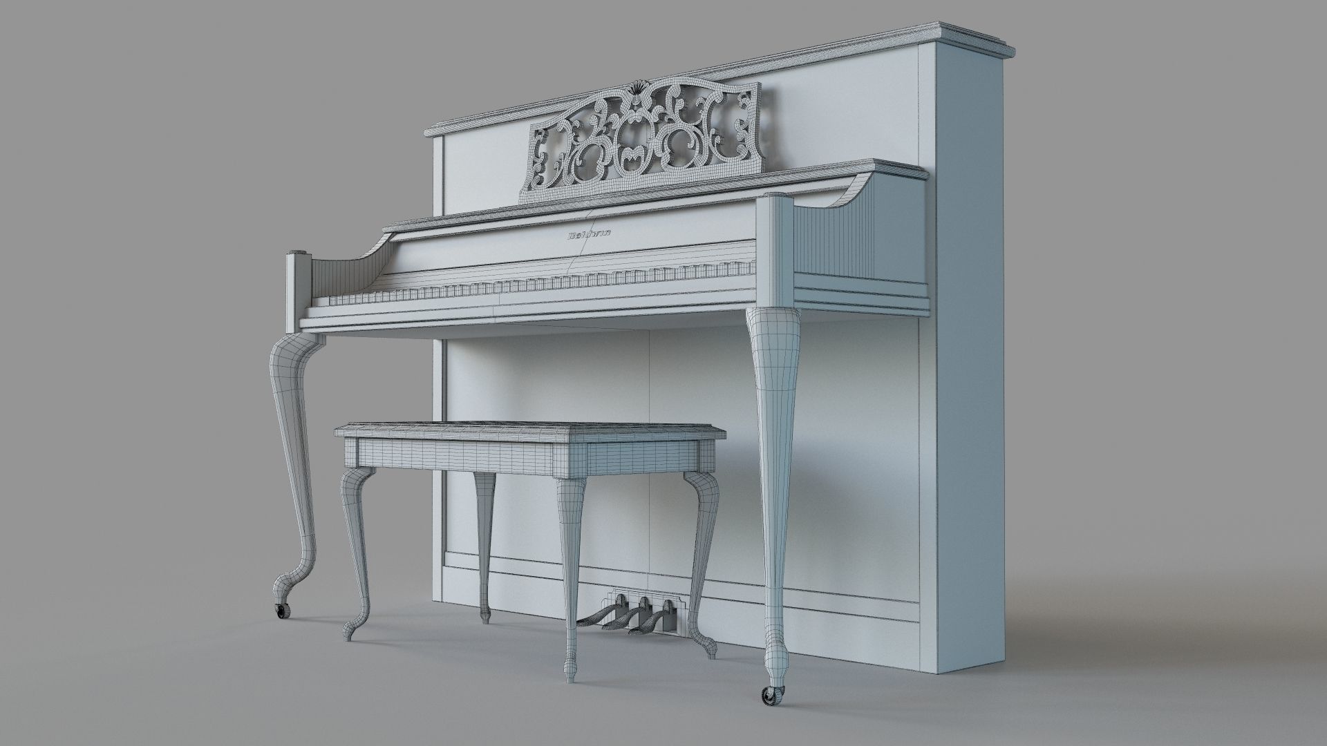 Baldwin Upright Piano French Cherry 3D model_6