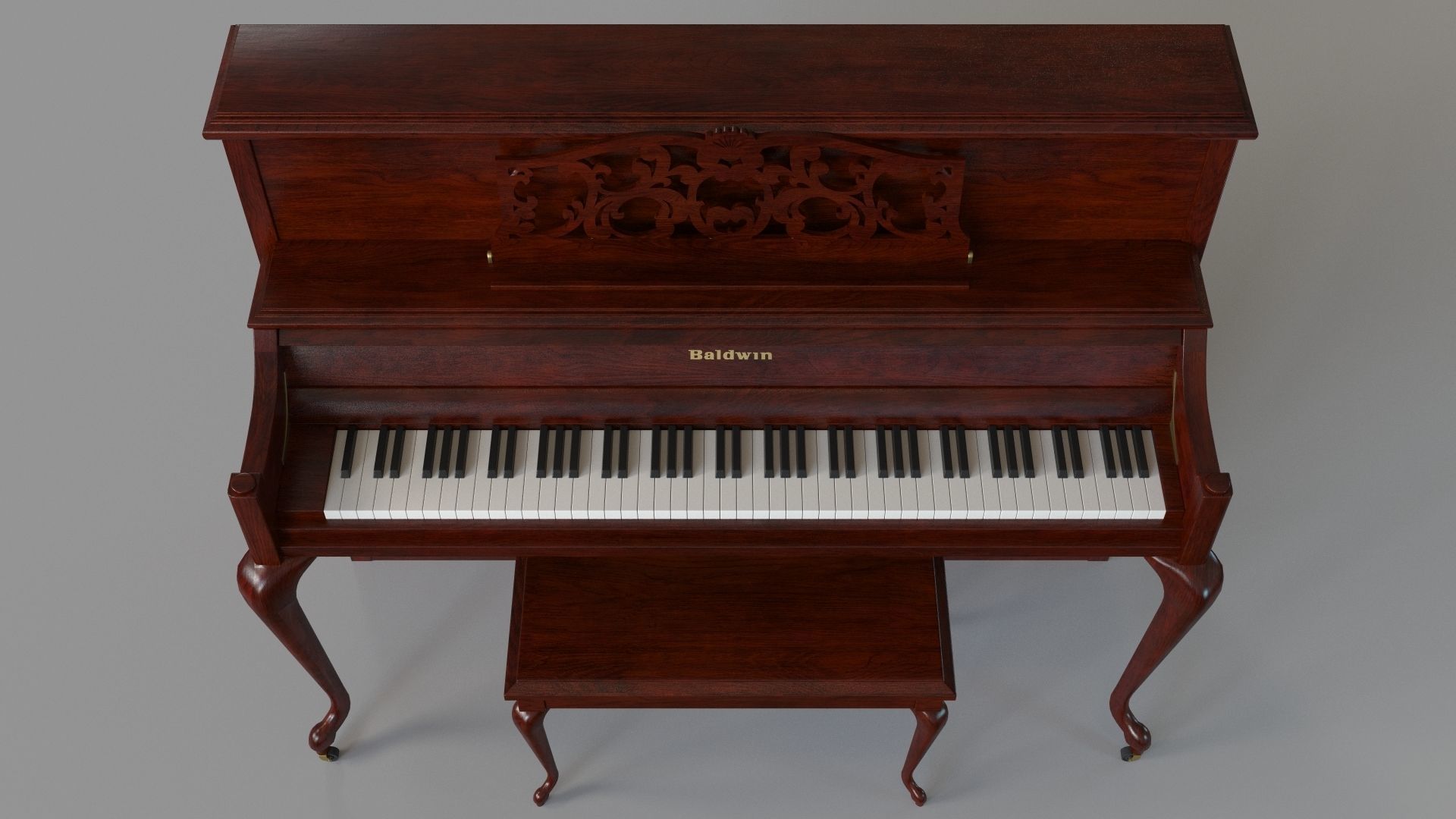 Baldwin Upright Piano French Cherry 3D model_3